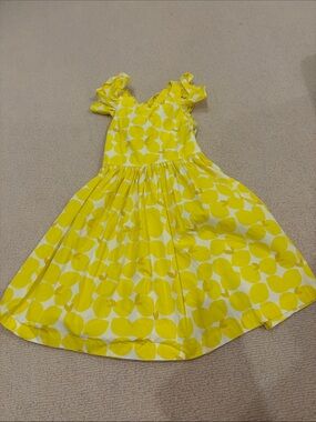 Jacadi Girls' Yellow Lemon Sundress with Ruffle Sleeves